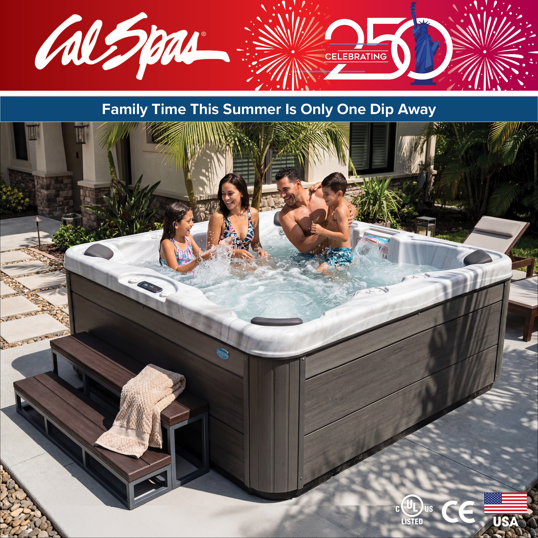 Calspas hot tub being used in a family setting - Owensboro